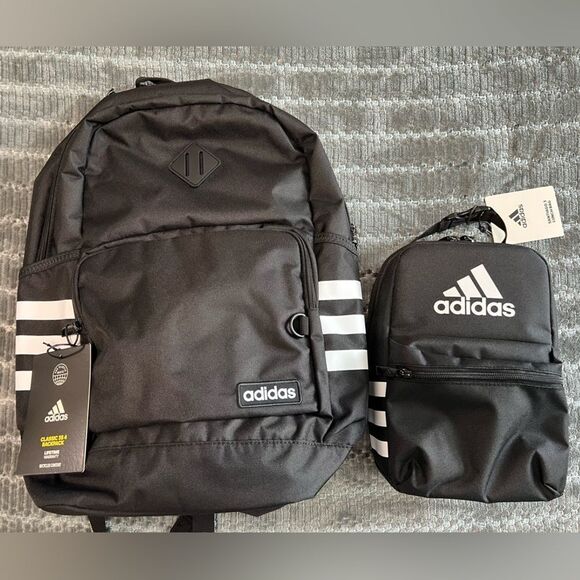 Adidas Classic 3-Stripes 5 Backpack and Santiago 3 Lunch Bag Set - Picture 1 of 9